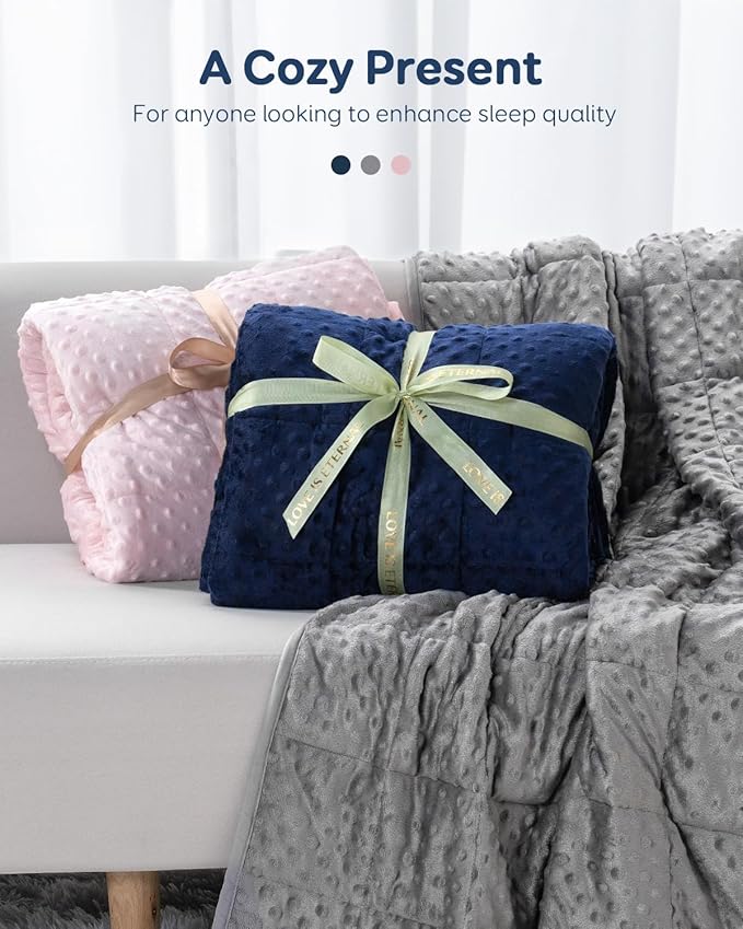 Kivik Weighted Blanket 12 lbs for Adults, Minky Dot Heavy Blankets, Microfiber Reversible Weighted Throw Blankets for All Seasons, Machine Washable, 48"x72" Twin Size, Grey