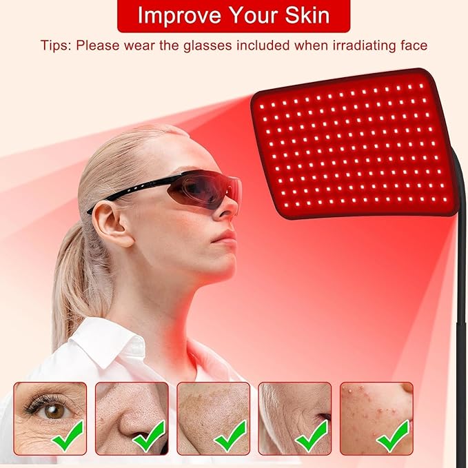 Red Light Therapy for Face and Body, 2-in-1 Near Infrared Light Therapy Lamp and Wearable Wrap Pad, 10Hz Pulse 660nm 850nm Device for Worker Body Back Pain Relieft, Gift for Parents Women Men