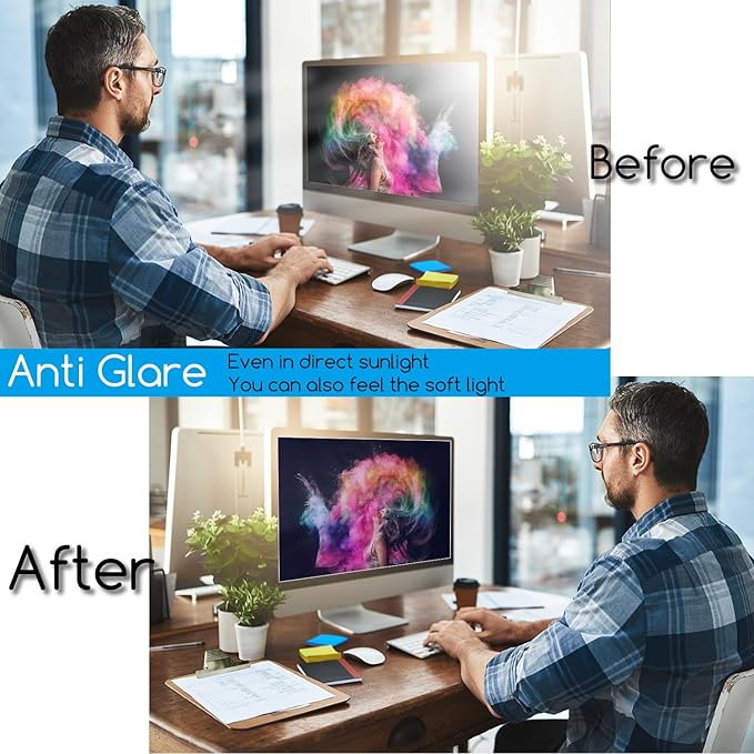 24-Inch Anti-Blue Light & Anti-Glare Screen Protector for 16:9 Widescreen Monitors | Premium Anti-Scratch, UV Blocking Filter | Reduce Eye Fatigue, Strain & Enhance Eye Protection