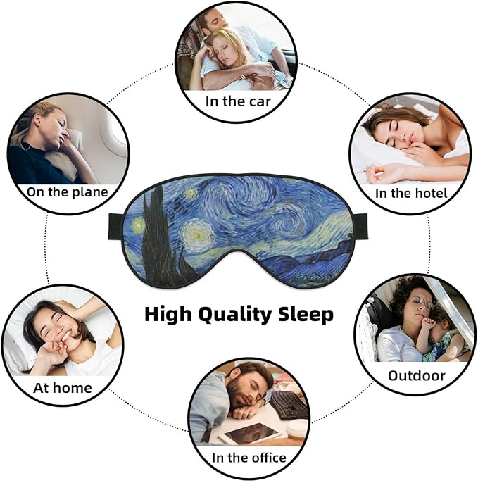 Starry Night Sleep Mask Eye Mask with Adjustable Strap Eye Sleep Shade Cover Blocks Light for Women Men Airplane Travel Nap