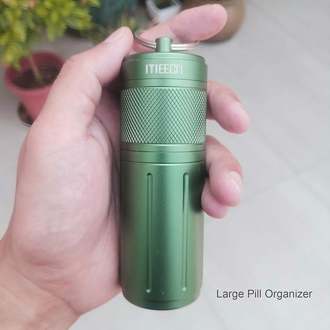 Two Layer Large Pill Organizer, Aluminum Container, Waterproof, can Store Pills Anything Sizes, Vitamins, Cod Liver Oil, Supplements and Medication, Rv Products, Size:1.6 x 1.6 x 4.4 in (Green)