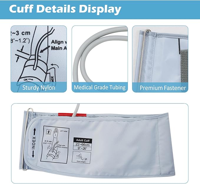XXXL Blood Pressure Cuff, Adjustable Replacement Extra Large Cuff for 12.6"-26" Big Arms, Compatible with Most BP Monitors（6 Connectors）
