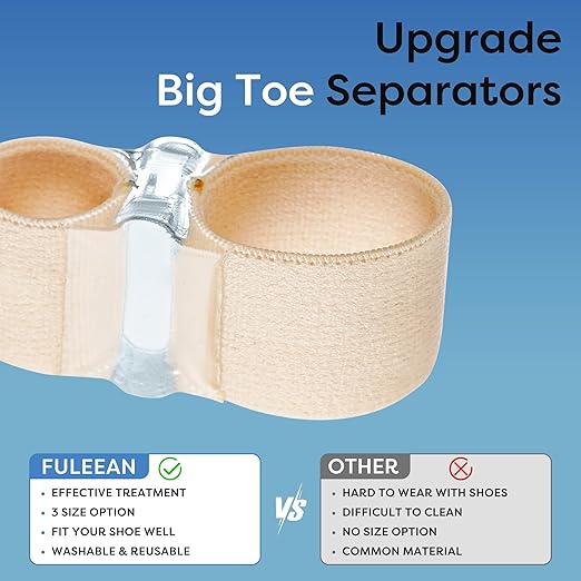 Big Toe Spacer/Corrector,Overlapping Toes, Bunion Pain Relief, Toe Alignment, Soft Silicone/Gel, 2 Loop,Day Night Wear,3 Sizes,Comfortable, Washable. (Beige, MIDDLE: WOMEN 9.5-11 /MEN 6.5-9)