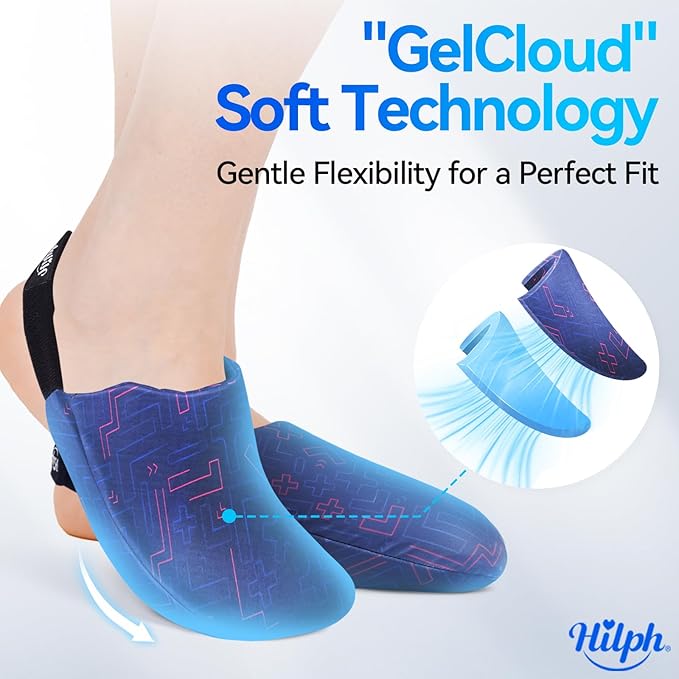 Hilph 1 Pair Foot & Toe Ice Pack Wrap for Broken Toes & Surgery Recovery, Wearable Forefoot Gel Ice Pack Cold Therapy Sock with Strap for Hammer Toe Injuries Reusable, Gout, Blue
