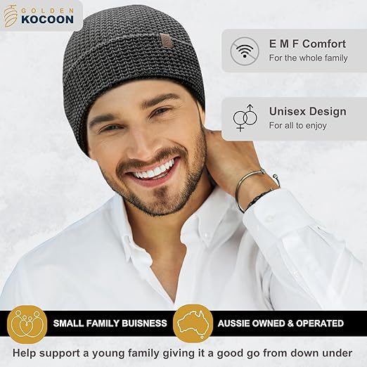 .E-M-F Beanie - Organic Cotton with EcoShield™ Bamboo Lyocell Fara-Day Silver Liner - Hat Cap Ideal for Everyday 5 G, B T, Smart Meter & Wi Fi environments - Black