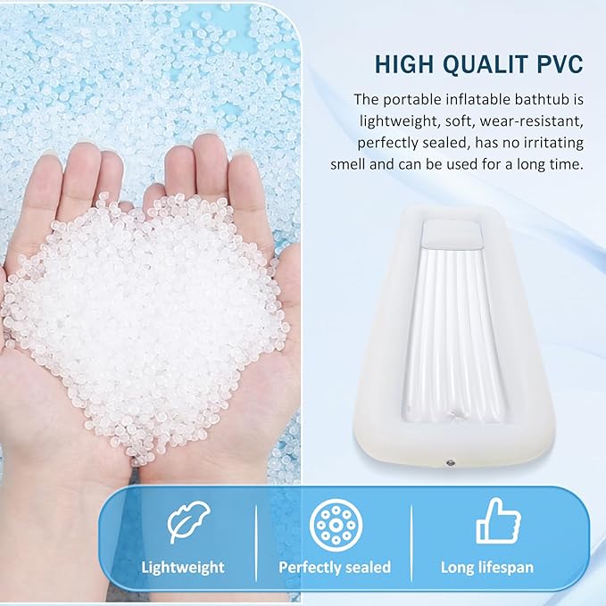 Bedside Shower Bath Kit,Inflatable Bed Bath,Medical grade PVC Bedside Shower Bathtub Kit,Bed Baths for the Disabled,Suitable for Disabled People, Elderly Pregnant Women, Etc（single layer）