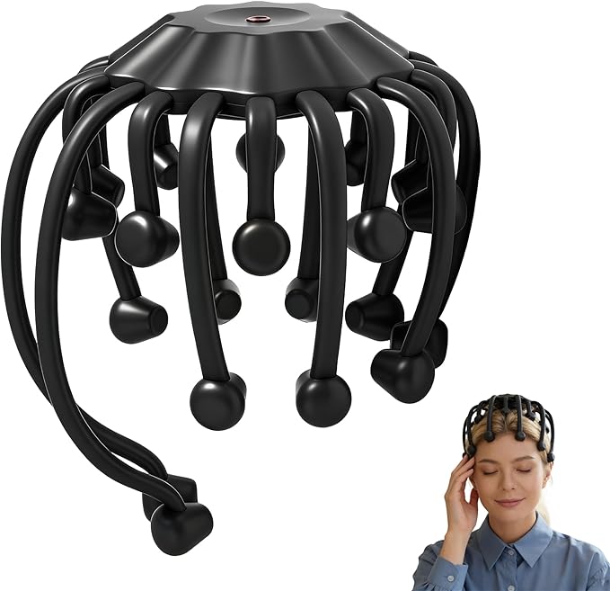 THOUSAND SUNNY Head Massager Scalp, Electric Octopus Scalp Massager 360°Scalp Stress Relax Massage Tool Free Hands