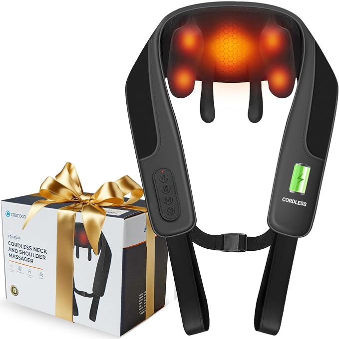 CooCoCo HSA Store Eligible Neck Massager with Heat, Mothers Day Gifts & Birthday Gifts for Mom Dad Women Men, FSA Approved Shoulder Massager, Shiatsu Back Massager for Pain Relief Deep Tissue