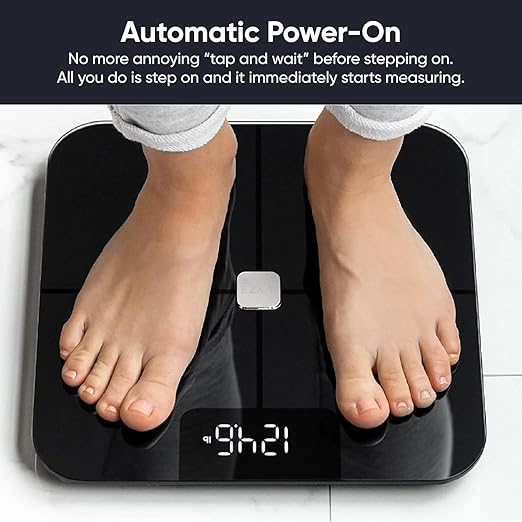 Wyze Scale for Body Weight, Digital Bathroom Smart Scale for Body Fat, BMI, and Heart Rate, 12 Body Composition Analyzer with App, Bluetooth, 400 lb - Dark Blue