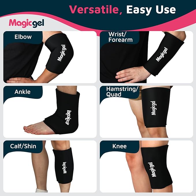 Magic Gel Medium Knee & Elbow Ice Pack Sleeve 1 Pack – Reusable Hot & Cold Therapy Wrap for Targeted Relief – Compact Compression Fit
