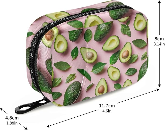Fresh Green Avocados on Pink Pill Case Travel 7 Day Weekly Pill Case Small Travel Vitamin Supplements Holder
