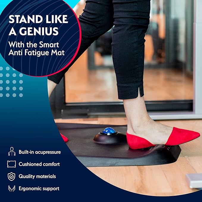 Sky Solutions Anti Fatigue Kitchen Mat – Genius Ergonomic Cushioned Floor Mats for Office or Home Standing Desk or Sink w/Acupressure Massage Ball (Emerald)