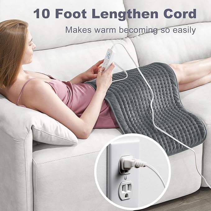 VAAGHANM Heating Pad: 33 x 17 inches Electric Heating Pad for Back - Extra Large Heat Pad for Shoulder/Neck/Knee/Arms - Upgraded 6 Timer & 6 Temperature Controller -Gift for Women