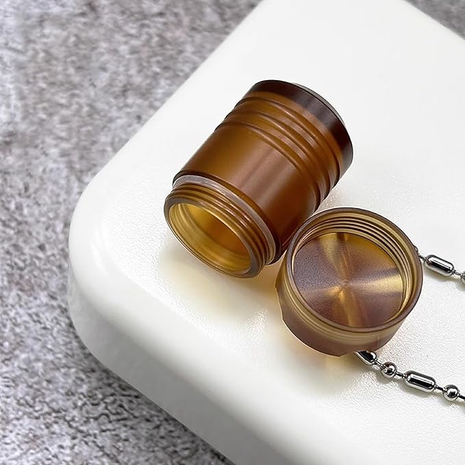 Titanium PEI Pill Container with Keychain & Necklace,Waterproof Pill Box, EDC Portable Pill Container for Portable Mini Size Pill Box Case for Outdoor Travel Camping (PEI-Cylinder)