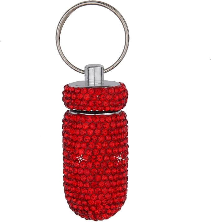 3PCS Bling Crystal Rhinestone Portable Pill Case Pill Container Waterproof Pill Holder with Keychain Glitter Travel Pill Box Small Medicine Dispenser Bottle Storage for Outdoor Camping Travel,20