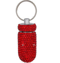 1PCS Bling Crystal Rhinestone Portable Pill Case Pill Container Waterproof Pill Holder with Keychain Glitter Travel Pill Box Small Medicine Dispenser Bottle Storage for Outdoor Camping Travel,C