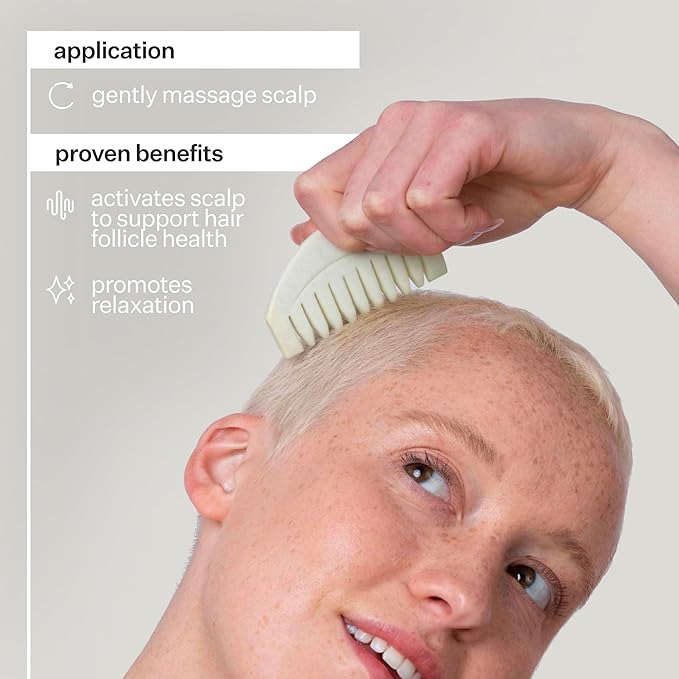 Act+ Acre Scalp Gua Sha Tool - Wide Tooth Hand Held Comb - Perfect Natural Stone Massager Tool - Stimulates the Scalp - Promotes Thicker and Fuller-Looking Hair.
