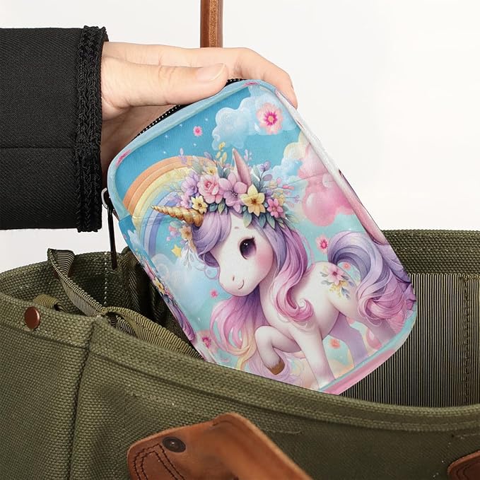 Animal Unicorn Rainbow Travel Pill Organizer Box Weekly Portable Pill Case Daily Pills 7 Day Small Birth Control Pills Container Removable Compartments for Medicine Vitamins Fish Oil
