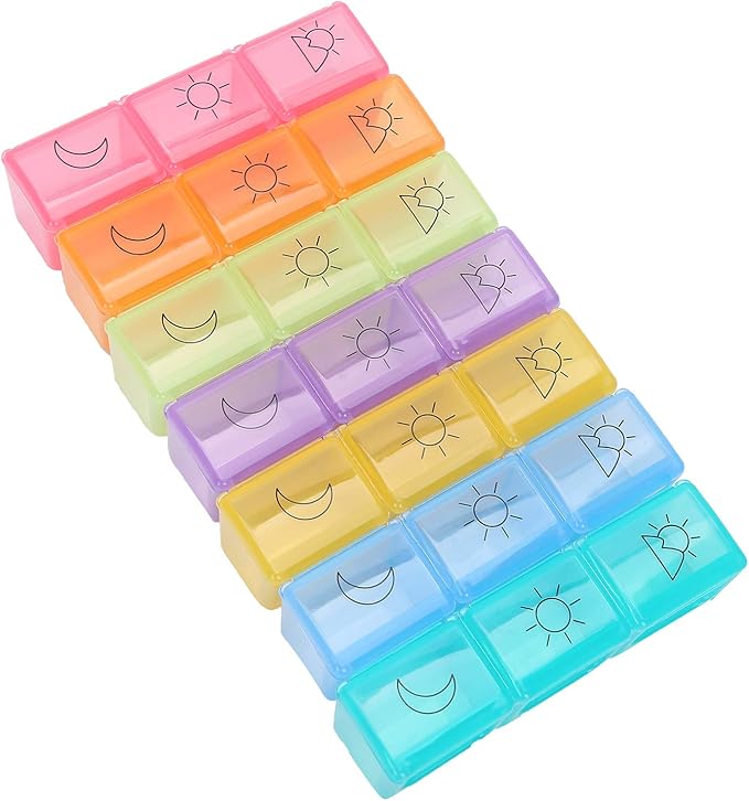 2pcs 21 Slot, Weekly Travel Organizer Portable 3 Times a Day Dispenser Pills Storage Container Case Tablet Box Dispenser Case Planner