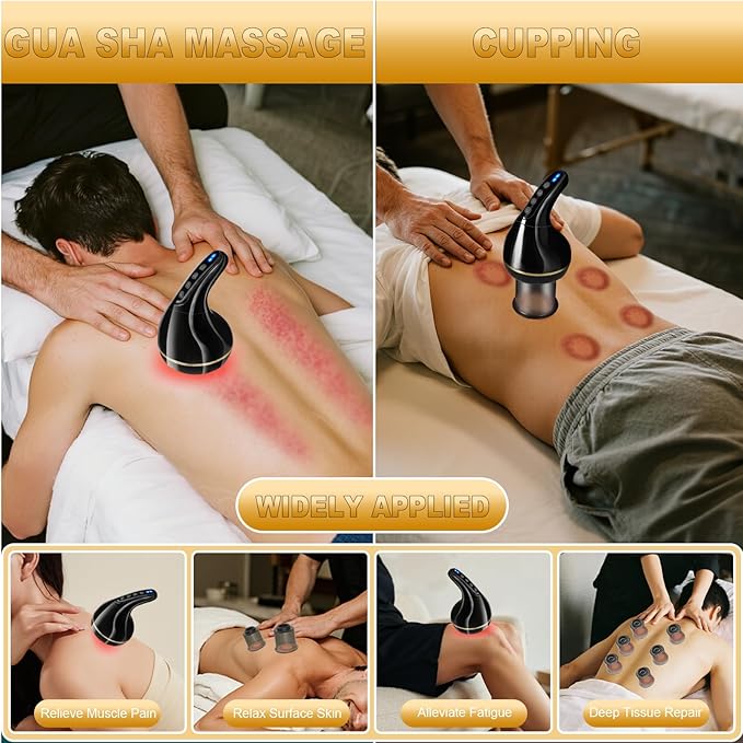 Upgrade 8-in-1 Cupping Kit for Massage Therapy【TOP.1 Germany Control System-100% Smart Massage】【Gua Sha +Red Light Therapy】【NO.1 Split Design】Cupping Set for Targeted Pain Relief,Knots (Black)