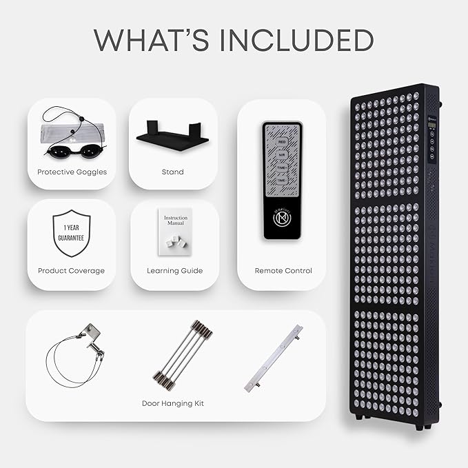 Makiuri Red Light Therapy Panel for Full Body | 630 nm, 660nm, 810nm, 830nm, 850nm | Clinical Grade Red & Near-Infrared LED Light Therapy (5 Wavelengths) | High Irradiance | Neptune (Black 300 LED)