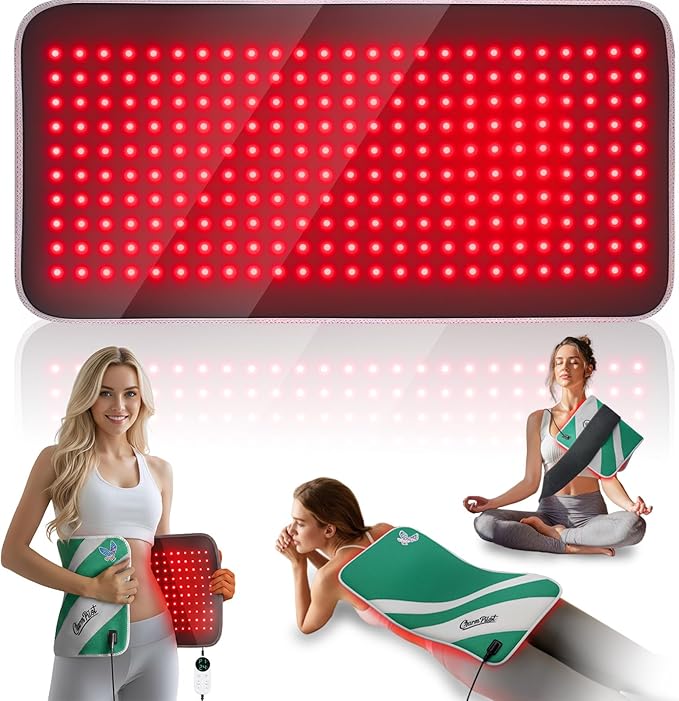 Red Light Therapy for Body, 24" x 12" Large Size (250 LEDs) Near Infrared Red Light Therapy Mat, 660nm&850nm, Adjustable Timer and Power Levels, Sweat-Resistant & Easy-Clean for Pain Relief