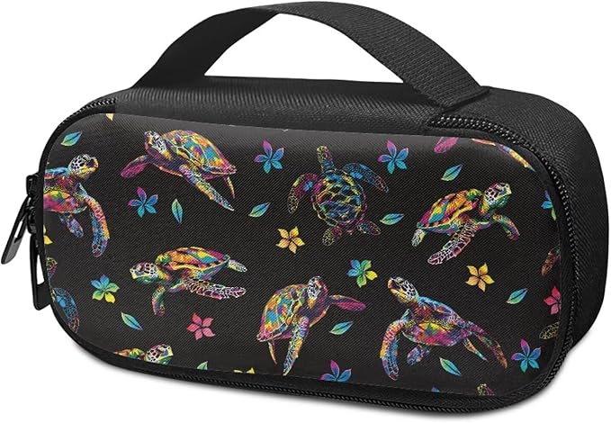 Sea Turtle Flowers Insulin Cooler Travel Case Medicine Organizer Diabetic Medication Bag for Insulin Pens and Other Diabetes Supplies with Handle, Insulation Liner