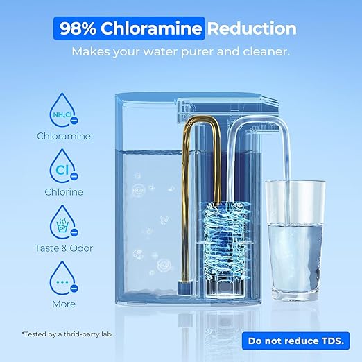 Waterdrop 98% Chloramine Reduction Electric Water Filter Pitcher, Rechargeable Water Dispenser, Instant 200-Gallon 15-Cup Countertop Purifier, NSF/ANSI 42, Reduce PFOA/PFOS, Lead, White, with 1 Filter