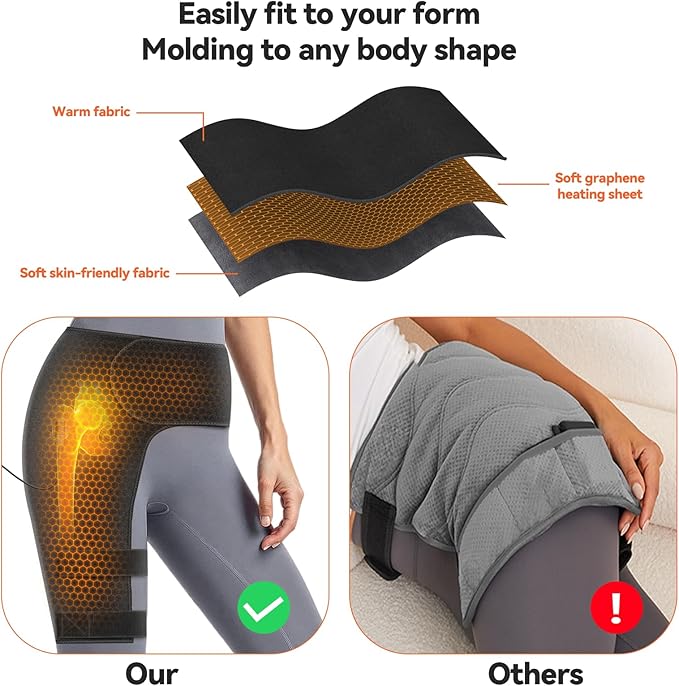 Yabuu Heated Massage Waist Hip Support Brace Heating Pad for Sciatica Pain Relief Hot Physical Therapy Waist/Lower Back/Thigh/Buttock Gift for Men Women
