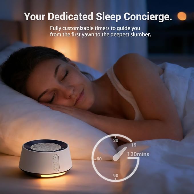 BGOVERSS White Noise Sound Machine with 20 Soothing Sounds, 10 Colors Night Light Sleep Machines Home Office Travel, 5 Timers and Memory Feature Sound Machine for Nursery Baby Kids Adults (Grey)