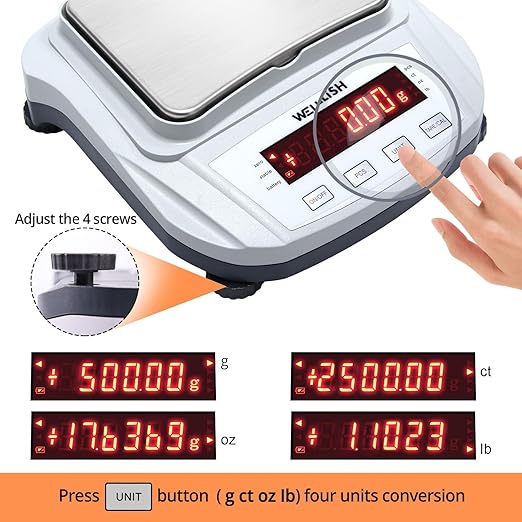 Lab Scale 600g/0.01g High Precision Digital Scale with 500g Weights Analytical Balance Electronic Scale for Kitchen Lab Weighing