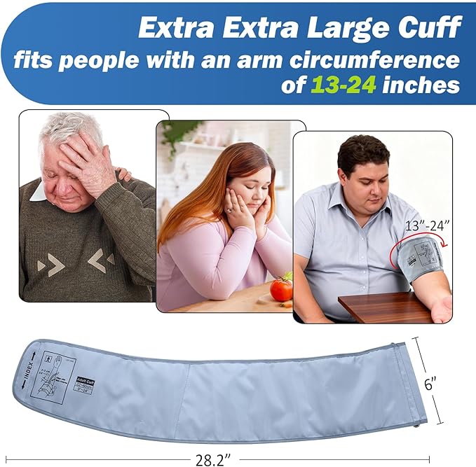 XXL Blood Pressure Cuff 9”-24” (22-60CM) Compatible with Most Automatic Blood Pressure Monitors, Extra Large BP Replacement Cuff for Big Arms - Includes 6 Connectors