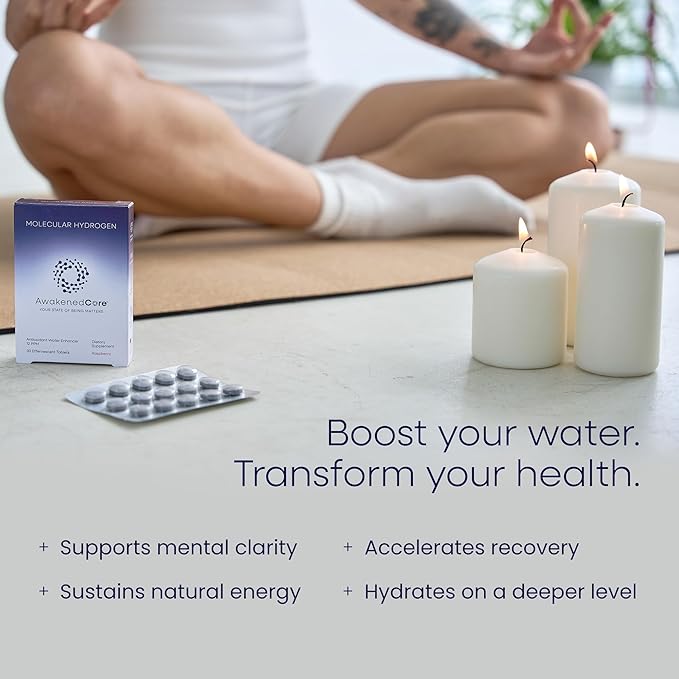 Hydrogen Water Tablets - Molecular H2 Magnesium 12 PPM Supplement Tabs for Drinking Water - Supports Energy, Recovery & Cognitive Function for Antioxidant Cellular Health (30 Count, Raspberry)