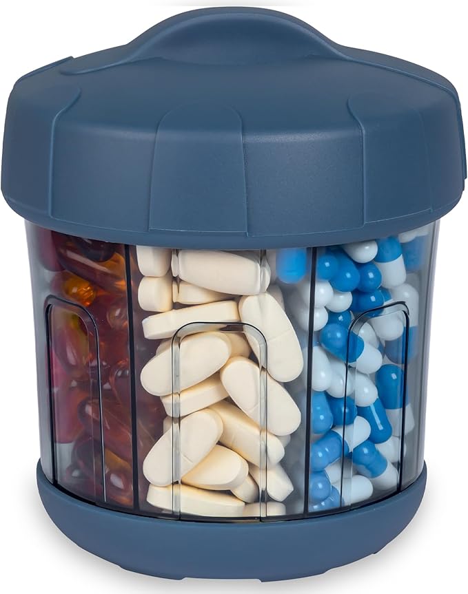 Mossime Supplement Organizer with Extra Large 7 Compartments, TPU Soft Lid Easy Open Pill Dispenser, One Month Travel Medication Organizer Storage Vitamin Holder, Medicine Container Pill Bottle