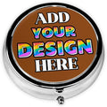 Custom Travel Pill Box, Medicine Pill Organizer Case Container Travel Pill Holder Vitamin for Boxes Med Wallet Portable Mini Pastillero Round, SaddleBrown, Customized Gifts
