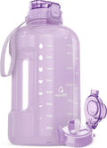 AQUAFIT Half Gallon Water Bottle with Time Marker - Straw & Chug Lid - BPA Free Gym Water Bottle with Straw - Big Gallon Jug (Lilac, 64 oz - 2in1 Lid)