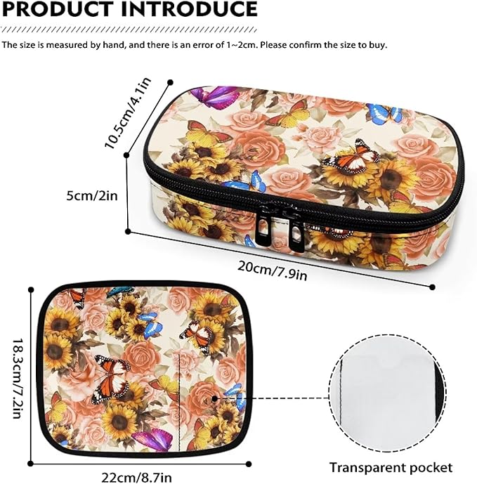 Sunflower Butterfly Insulin Cooler Travel Case - Medication Diabetic Insulated Organizer Portable Cooling Bag for Insulin Pen and Diabetic Supplies