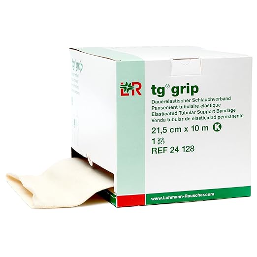 Lohmann & Rauscher Tg Grip, Size K, 21.5cm x 10m, Elasticated Tubular Compression Bandage for Light & Comfortable Support, Sleeve for Sprains, Strains, Soft Tissue Injuries, Skin Friendly Stockinette