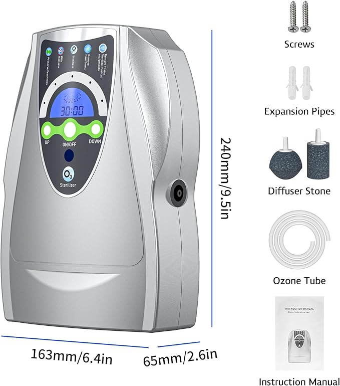 VTAR Ozone Machine, 500mg/h Multipurpose Ozone Machine Purify Air, Water, Fruits, Vegetables, Toothbrushes, Aquarium. Fruit Cleaner Device in Water