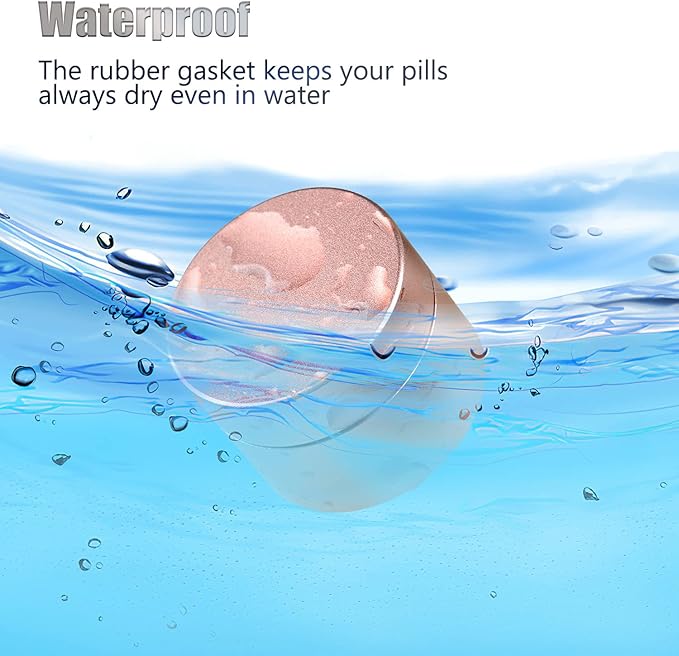 Portable Daily Pill Case, Heavy Duty Aluminium Alloy Round Pill Box, Waterproof Travel Pill Organizer, Pocket Purse Medicine Vitamin Holder EDC Container for Outdoor Camping Working