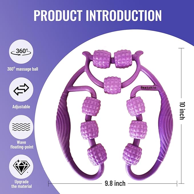 Beatchic Neck Massager Muscle Roller Leg Calf Massager for Circulation and Pain Relief with Massage Ball Multi-Functional Body Massage Tools