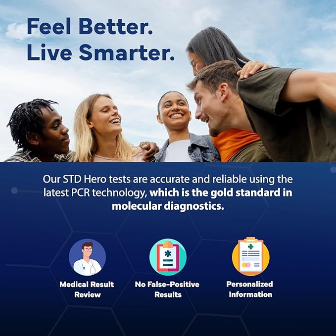 STD Hero At-Home Common STD Test Kit for Women and Men - Test for the Top Four STD's - Includes MGen - Private At-Home Collection - Simple, Discreet, Easy-to-Use with Fast Online Results