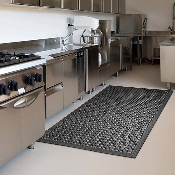 Rubber Floor Door mat Anti-Fatigue Commercial Restaurant Floor Mats 36" x 60" New Heavy Duty Non Slip Rubber Kitchen Drainage Mat Black Bar Floor Mat