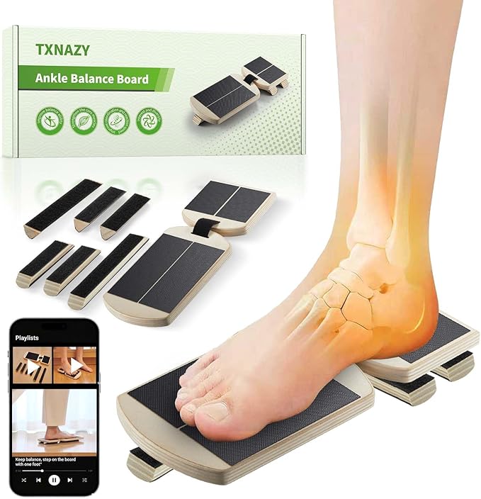 Ankle Balance Board Foot Strengthener with Adjustable Shape Balance Rods for Enhancing Ankle Strength, Posture Correction, and Stability Training
