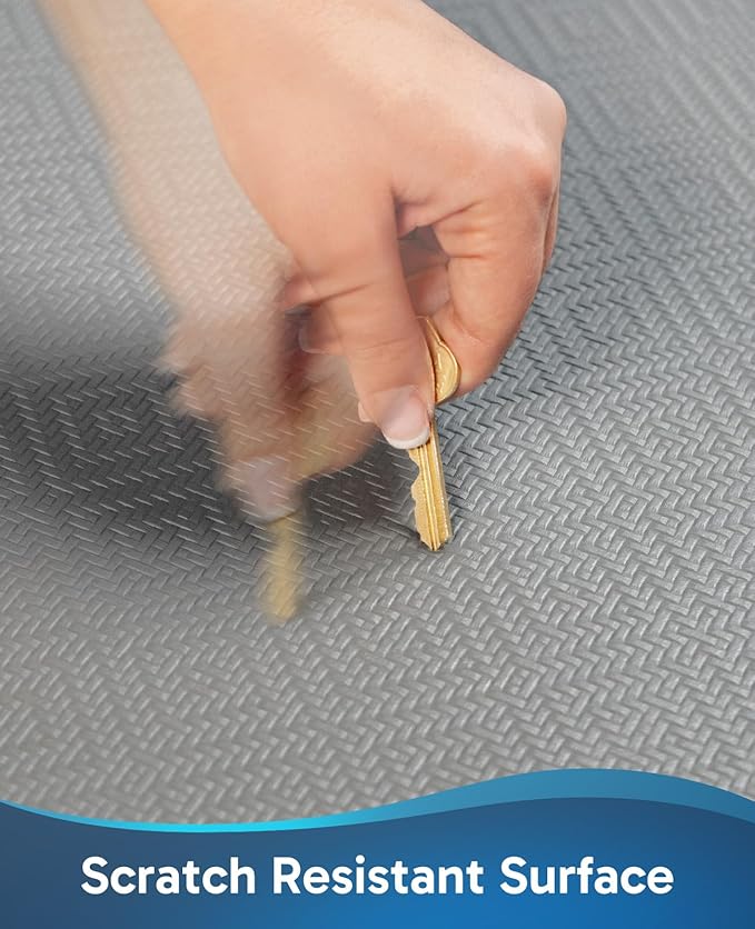 Ophanie Anti Fatigue Cushioned Mat, 9/10 inch Thick, Kitchen mats for Floor, Kitchen Rugs, Waterproof,Comfort Ergonomic Standing Mat for Office, Home, Sink, 20 * 48+20 * 32 Gray Non-Slip Bottom