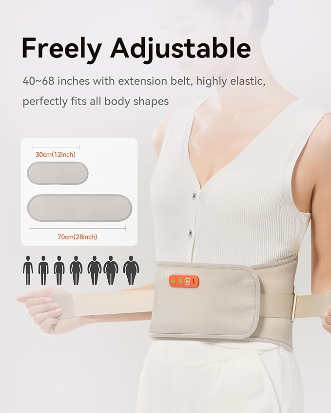 Cordless Heating Pad with Massager for Back Pain Relief: MAXwarm® 4.0, Portable Heated Back Brace with Lumbar Support for Sciatica, Large 8000mAh Battery, Christmas Gift for Women Men 70"