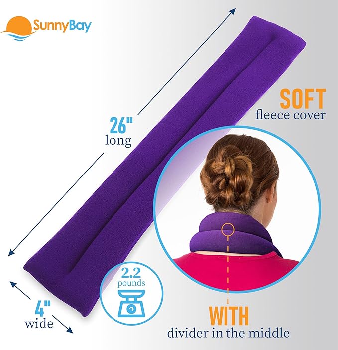 SunnyBay Microwave Heating Pad for Neck and Shoulders, Versatile Bean Bag Moist Heating Pad, Microwavable Neck Wrap, Weighted Hot or Cold Therapy, Made in USA (Purple)