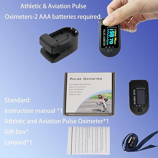 Athletic & Aviation Oxygen Monitor, Pulse Oximeter SpO2 and PR Value Waveform Blood Oxygen Neck/Wrist/Pulse Oximeter Fingertips (ferrous)