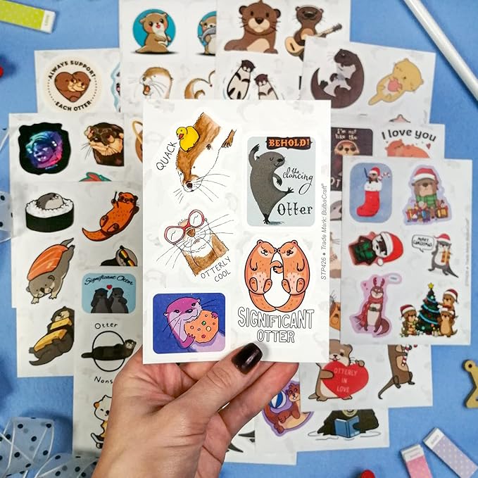 BulbaCraft 100Pcs Sea and River Otter Stickers for Laptop and Water Bottle - Otter Gifts, Cute Stuff, Gifts for Women & Men