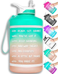 NatureWorks HydroMATE Half Gallon Water Bottle with Time Markers BPA Free Reusable Leak Proof Jug with Straw and Handle 64 oz
